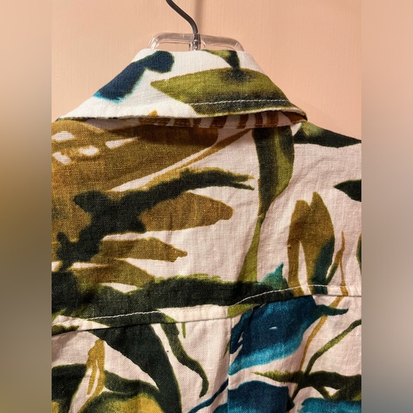 Chico’s Linen Collar Printed 3/4 sleeve Jacket Multi Size 3 - Picture 4 of 16